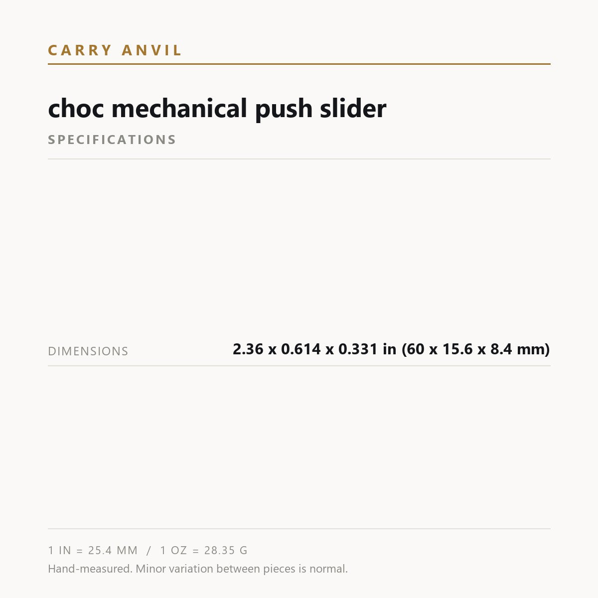 Specifications card